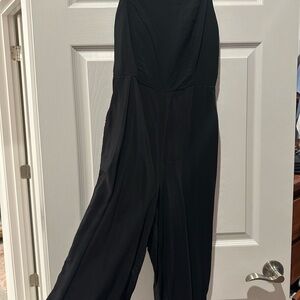 Black Jumpsuit with Adjustable Spaghetti Strap and Pockets